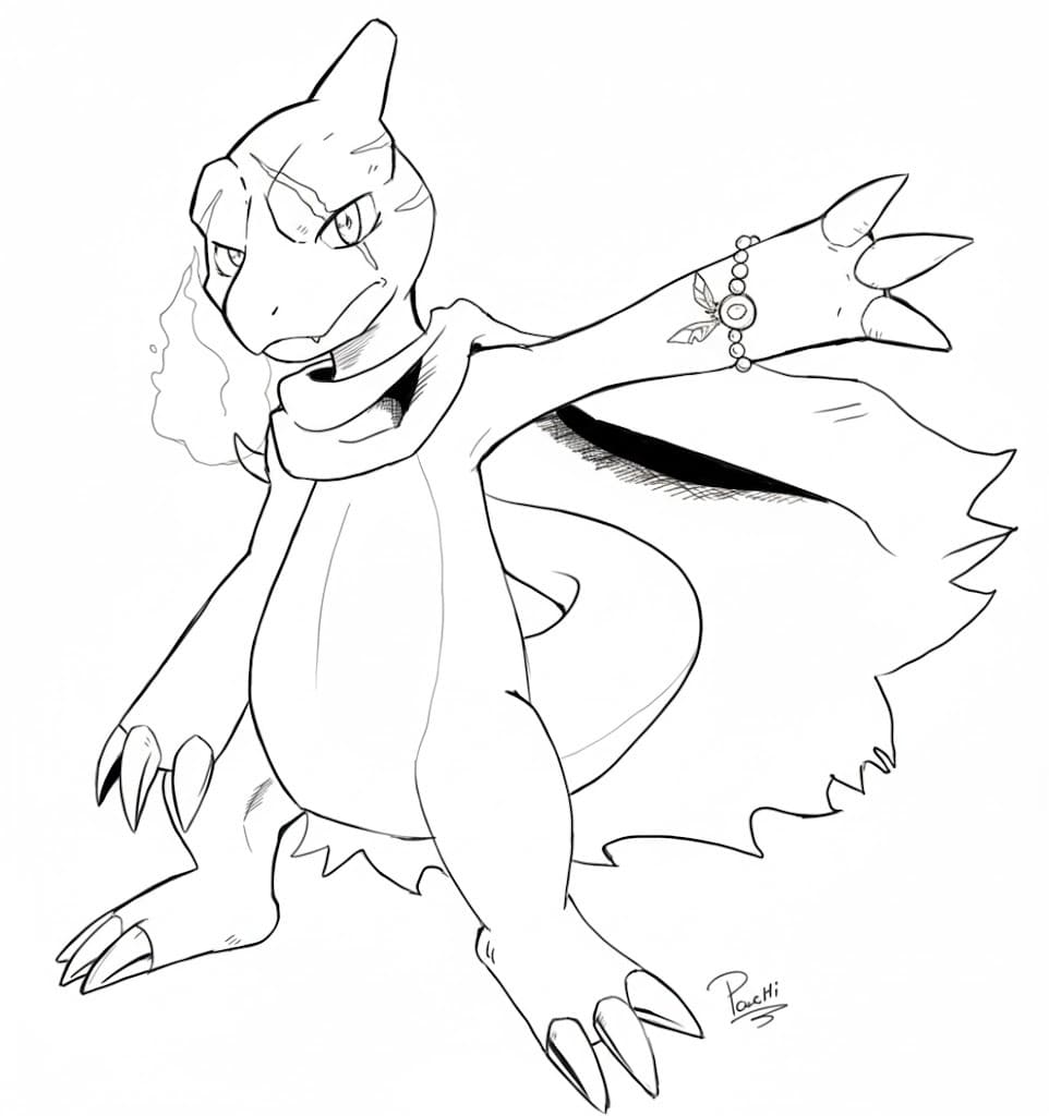 Fise de colorat cu Charmeleon imprimabil gratuit bazic