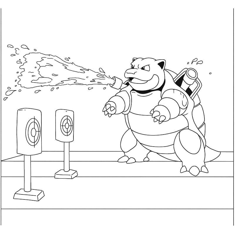 Fise de colorat cu Desenează Blastoise bazic la copii