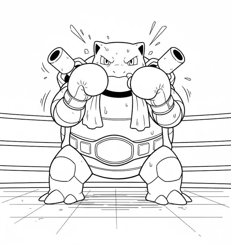 Fise de colorat cu Desenează Blastoise bazic