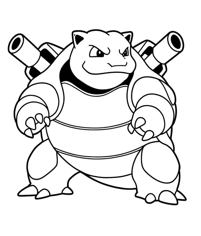 Fise de colorat cu Desenează Blastoise gratuit simplu