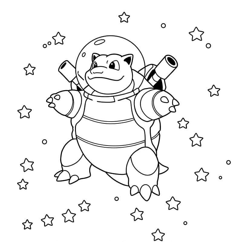 Fise de colorat cu Desenează Blastoise imprimabil gratuit simplu