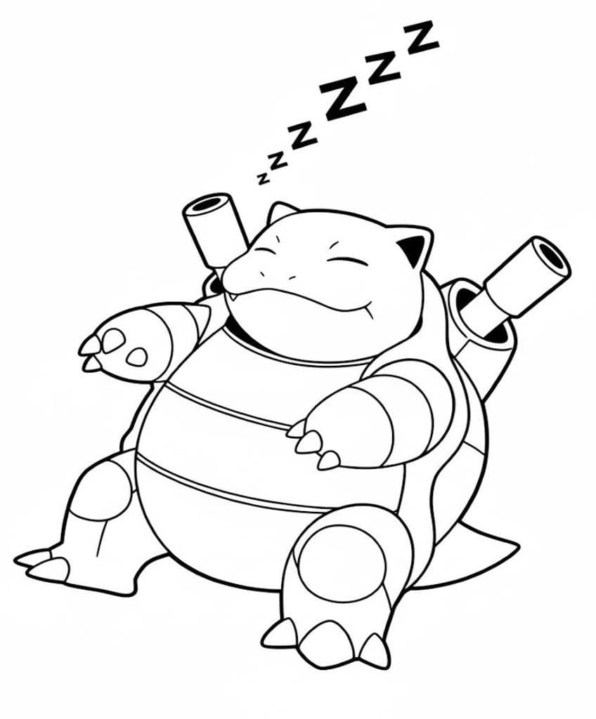 Fise de colorat cu Desenează Blastoise imprimabil pentru copii