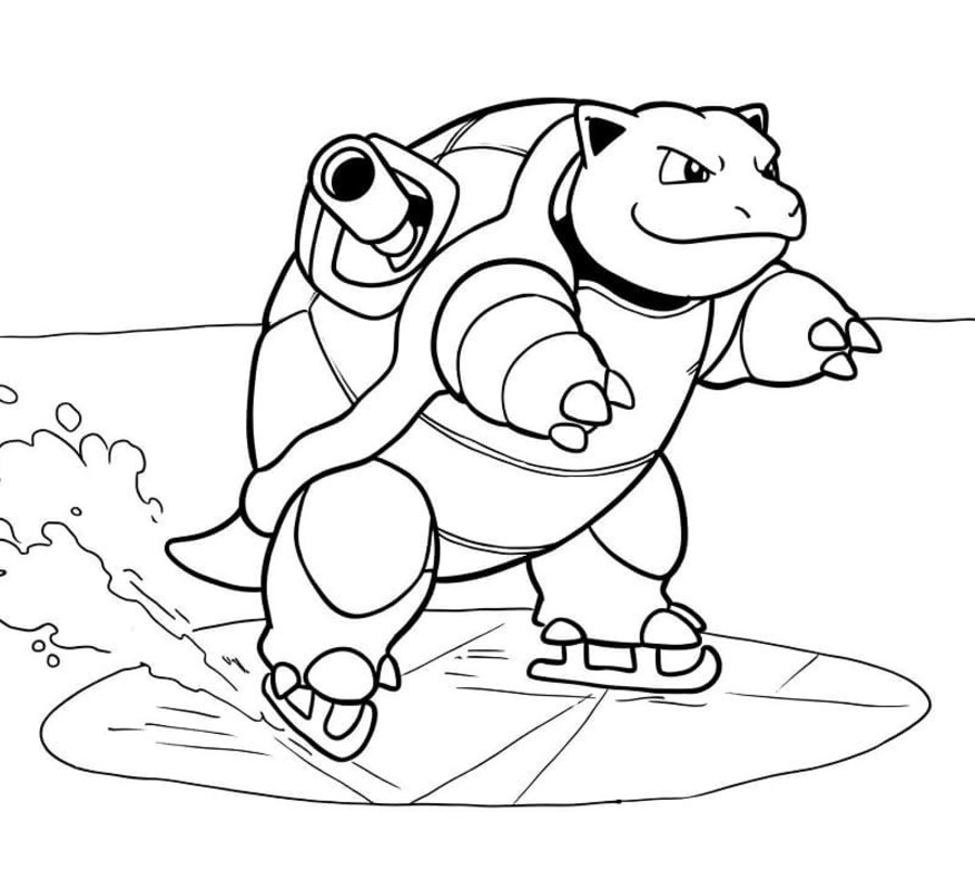 Fise de colorat cu Desenează Blastoise imprimabil simplu