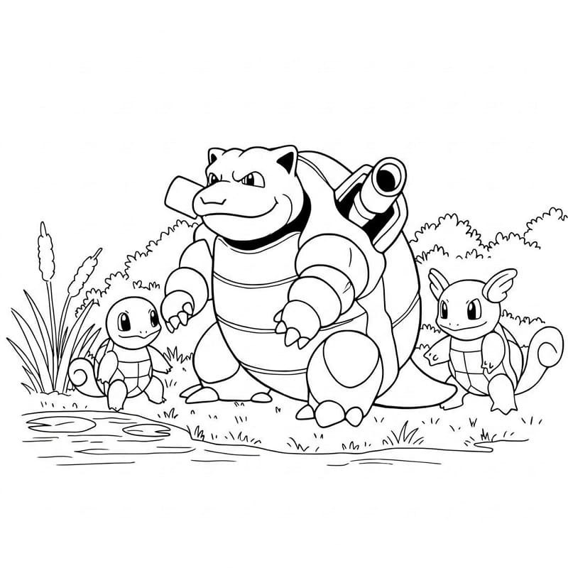 Fise de colorat cu Desenează Blastoise la copii