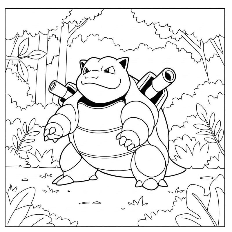 Fise de colorat cu Desenează Blastoise pentru copii