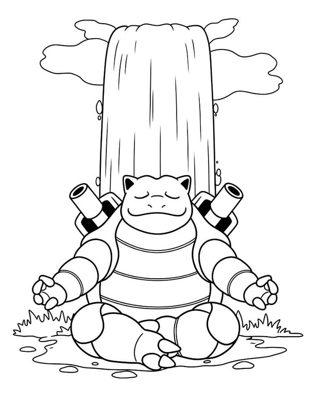 Fise de colorat cu Desenează Blastoise simplu la copii