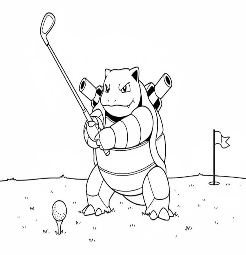 Fise de colorat cu Desenează Blastoise simplu