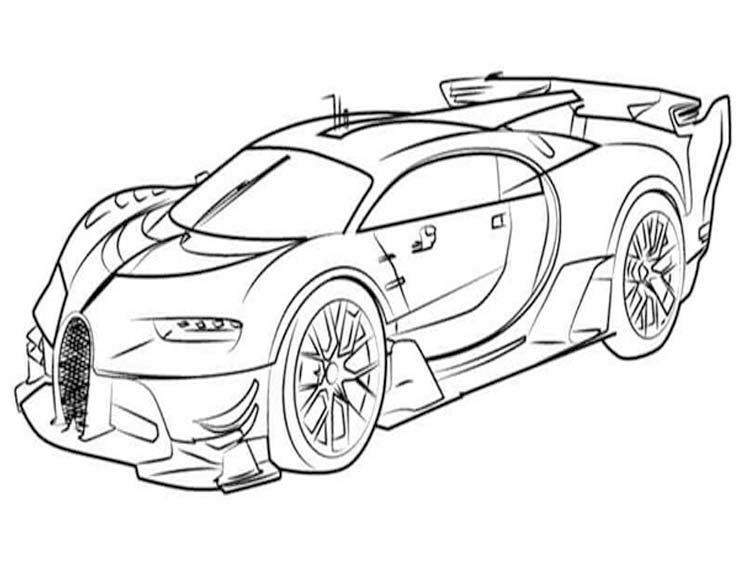 Fise de colorat cu Desenează Bugatti imprimabil gratuit simplu