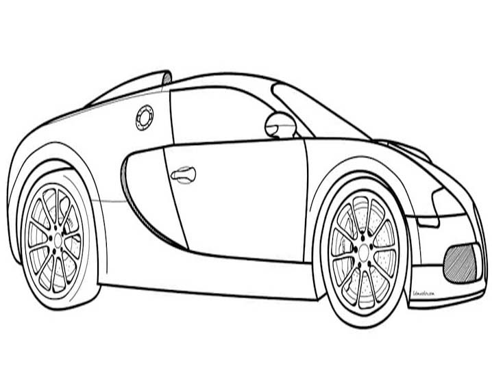 Fise de colorat cu Desenează Bugatti la copii