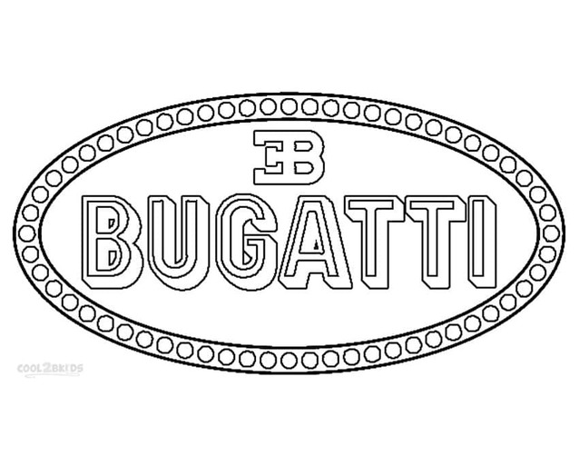 Fise de colorat cu Desenează Bugatti simplu la copii
