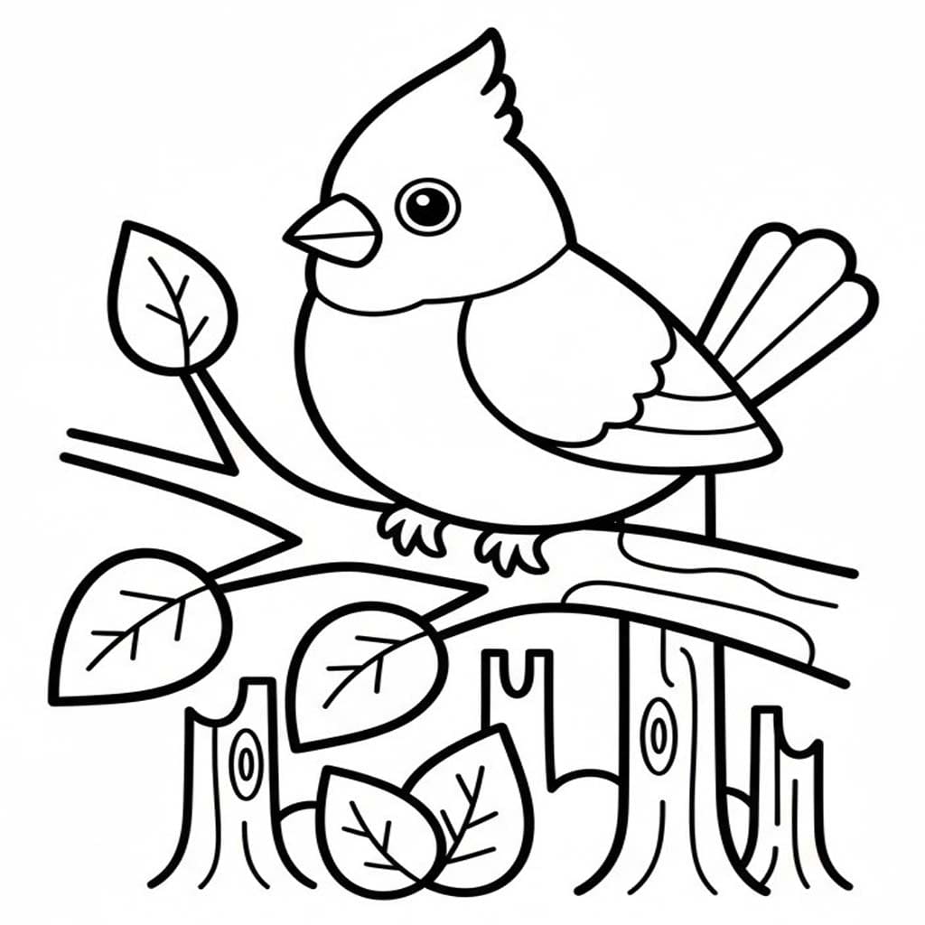 Fise de colorat cu Desenează Cardinal pentru copii