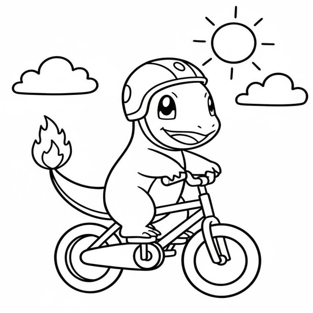 Fise de colorat cu Desenează Charmander bazic