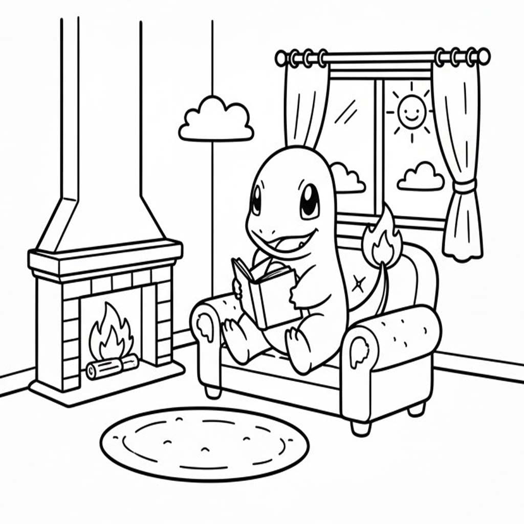 Fise de colorat cu Desenează Charmander gratuit uşor