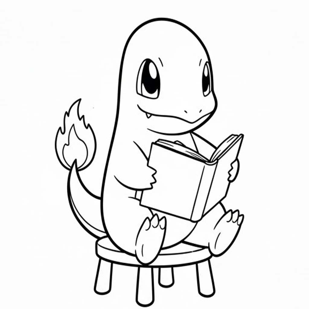 Fise de colorat cu Desenează Charmander imprimabil gratuit simplu