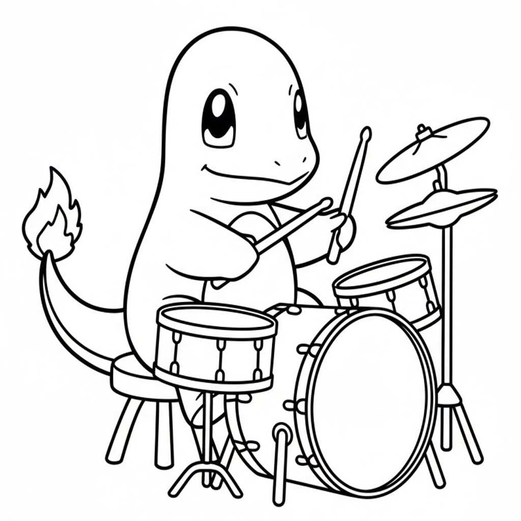 Fise de colorat cu Desenează Charmander imprimabil gratuit uşor