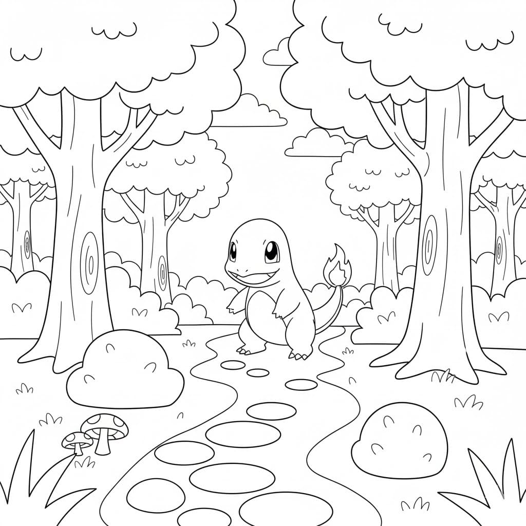 Fise de colorat cu Desenează Charmander imprimabil