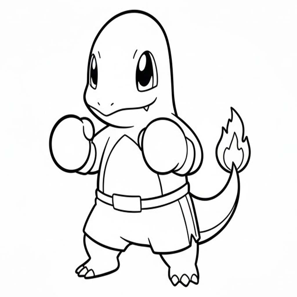 Fise de colorat cu Desenează Charmander simplu la copii