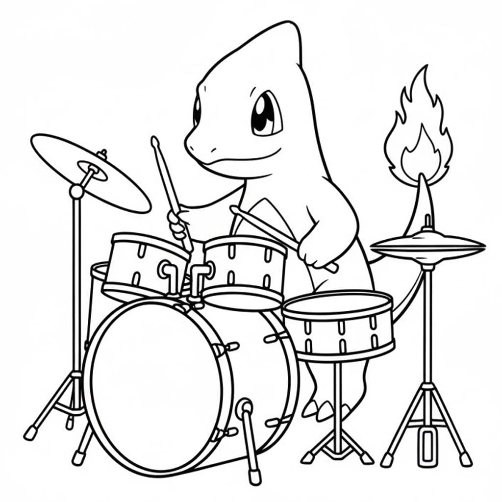 Fise de colorat cu Desenează Charmeleon bazic