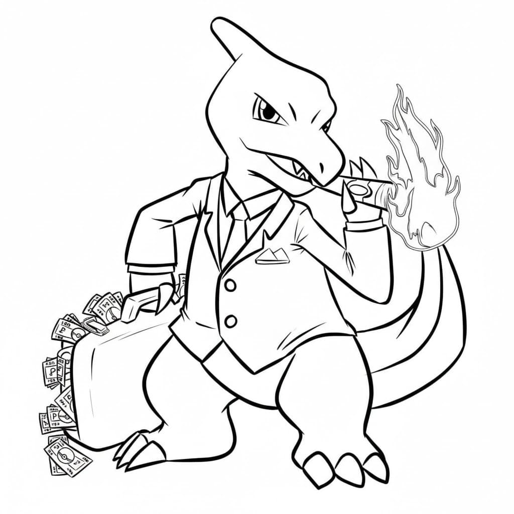 Fise de colorat cu Desenează Charmeleon gratuit bazic