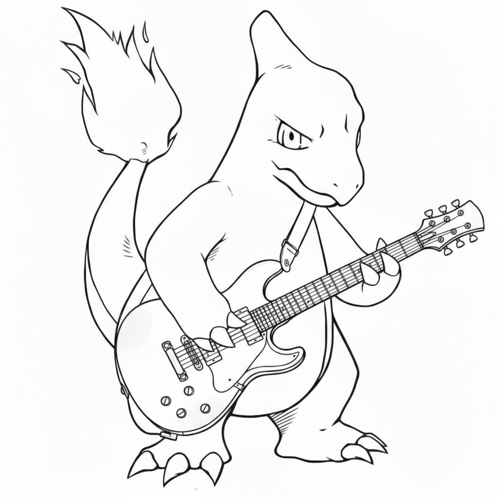 Fise de colorat cu Desenează Charmeleon gratuit uşor
