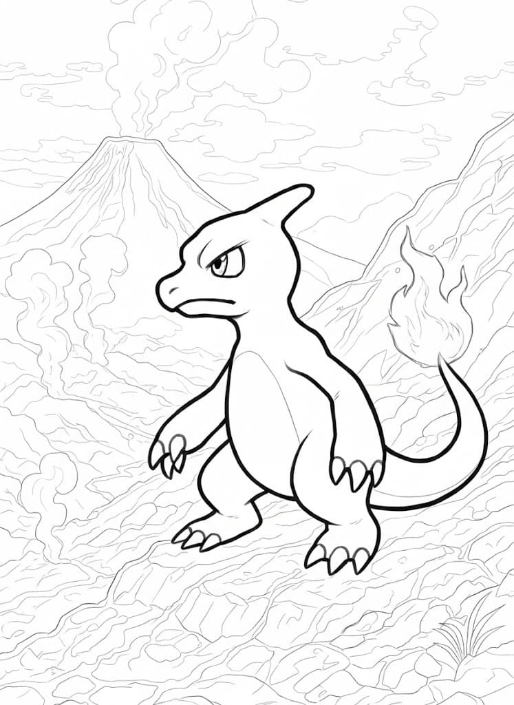 Fise de colorat cu Desenează Charmeleon imprimabil gratuit uşor