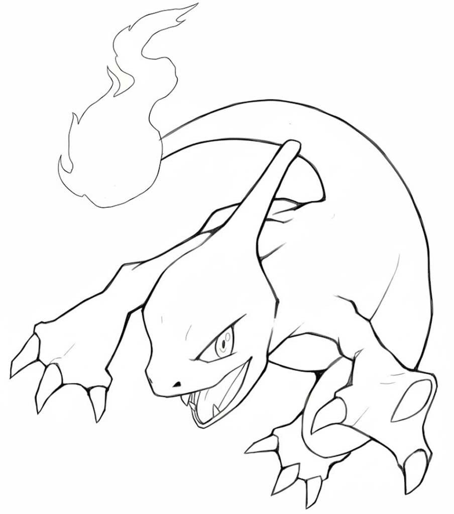 Fise de colorat cu Desenează Charmeleon imprimabil pentru copii