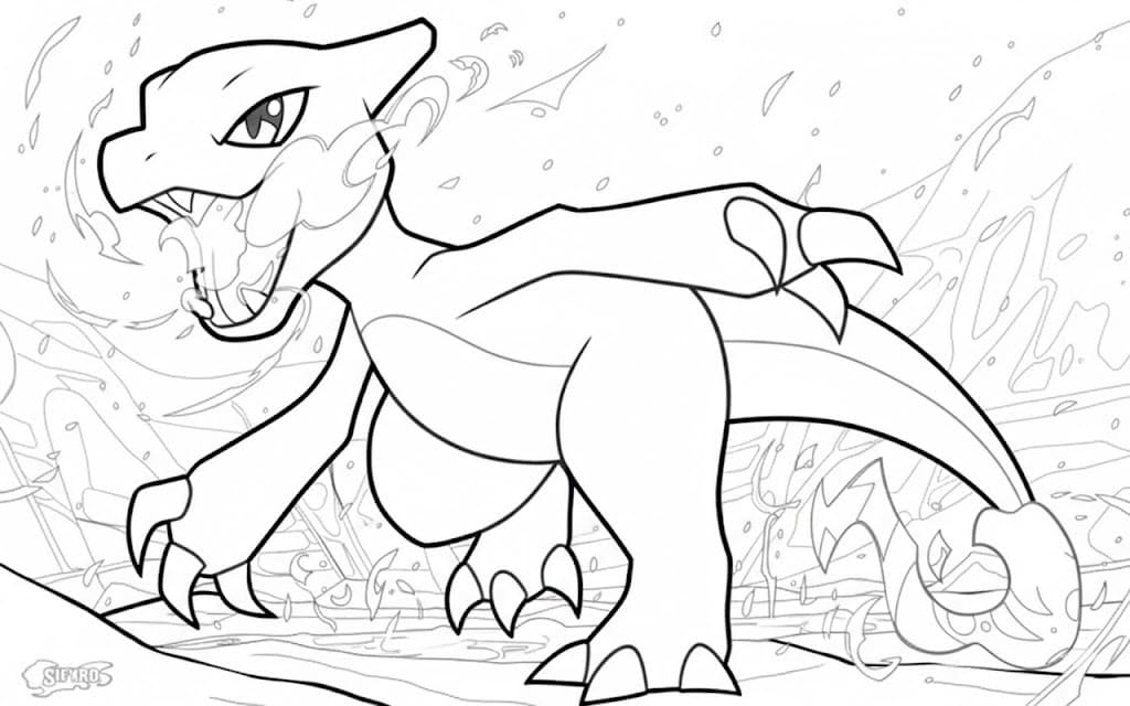 Fise de colorat cu Desenează Charmeleon imprimabil