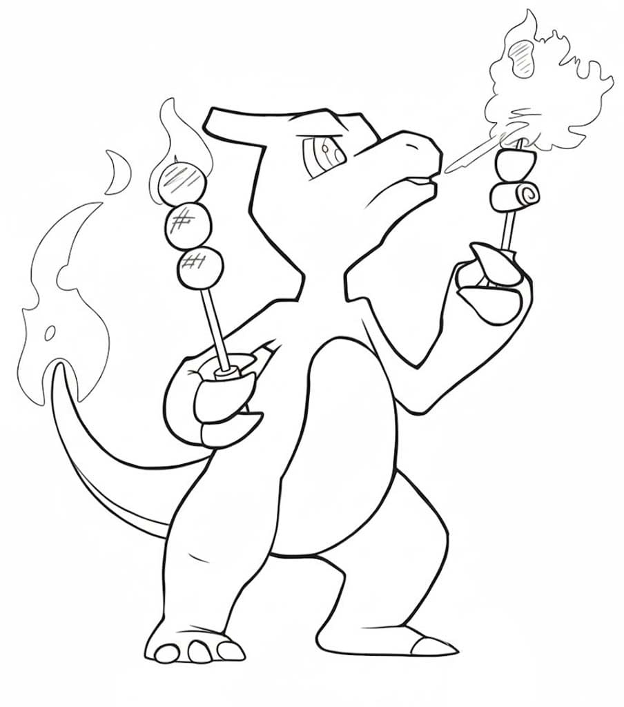 Fise de colorat cu Desenează Charmeleon uşor