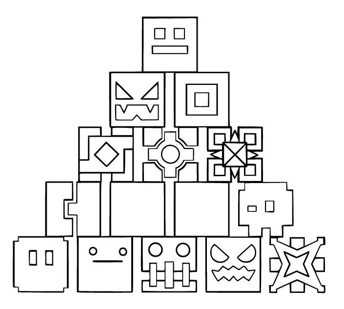 Fise de colorat cu Desenează Geometry Dash bazic