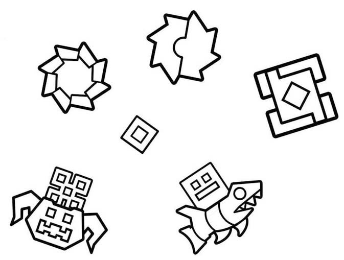 Fise de colorat cu Desenează Geometry Dash simplu