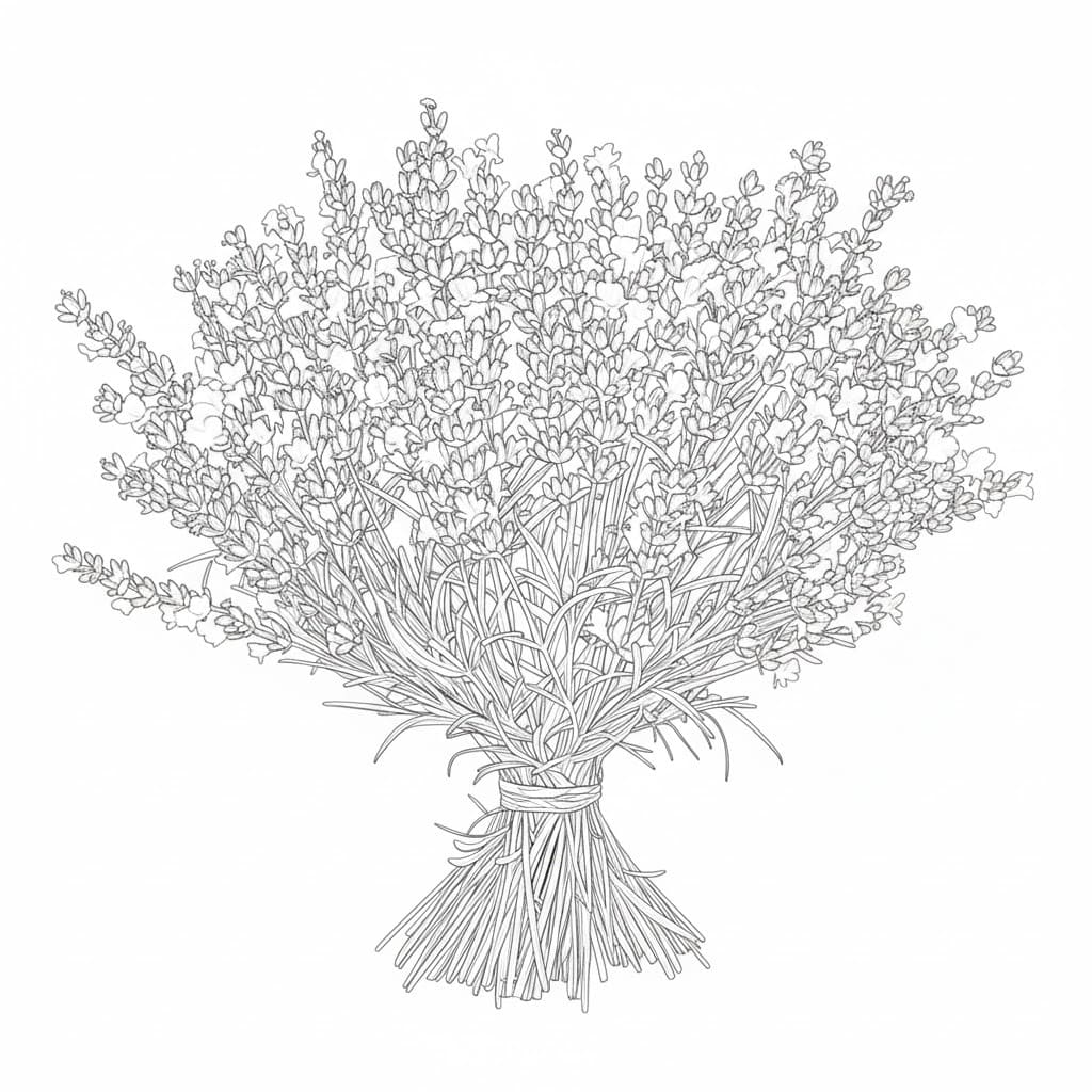 Fise de colorat cu Desenează Lavandă bazic la copii