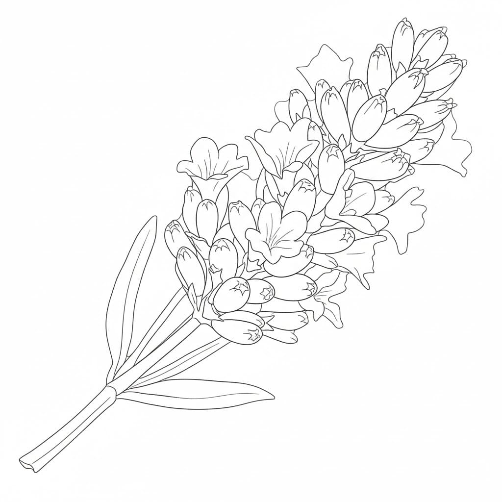 Fise de colorat cu Desenează Lavandă uşor