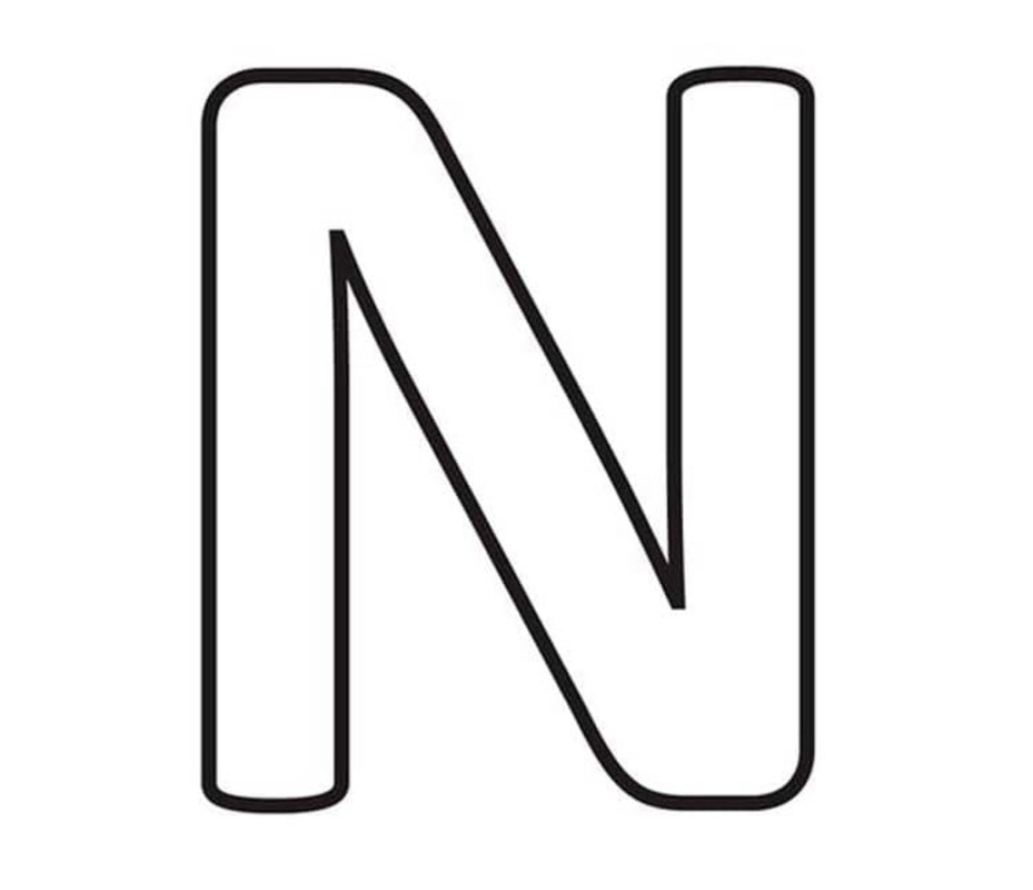 Fise de colorat cu Desenează Litera N imprimabil gratuit bazic