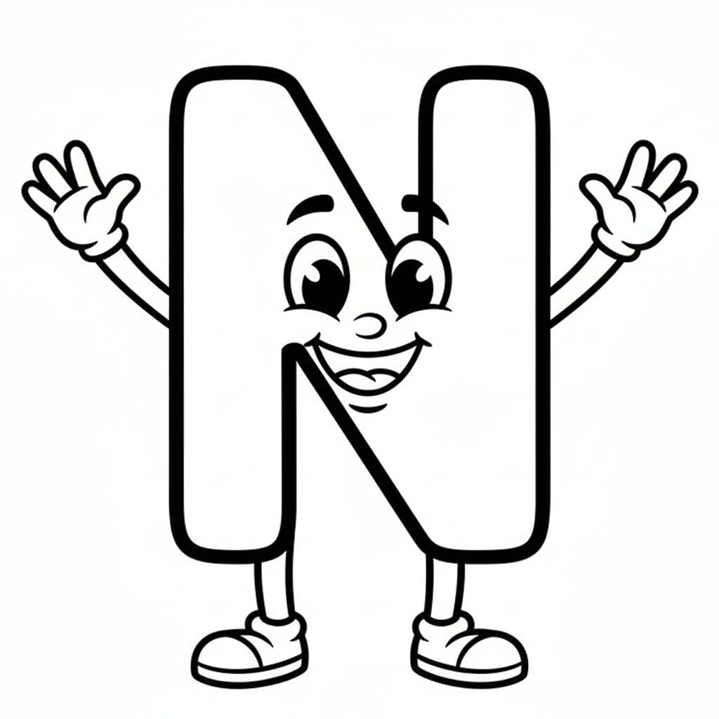 Fise de colorat cu Desenează Litera N imprimabil
