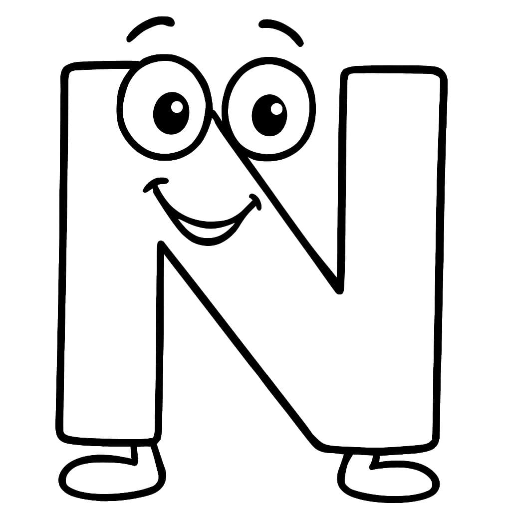 Fise de colorat cu Desenează Litera N uşor