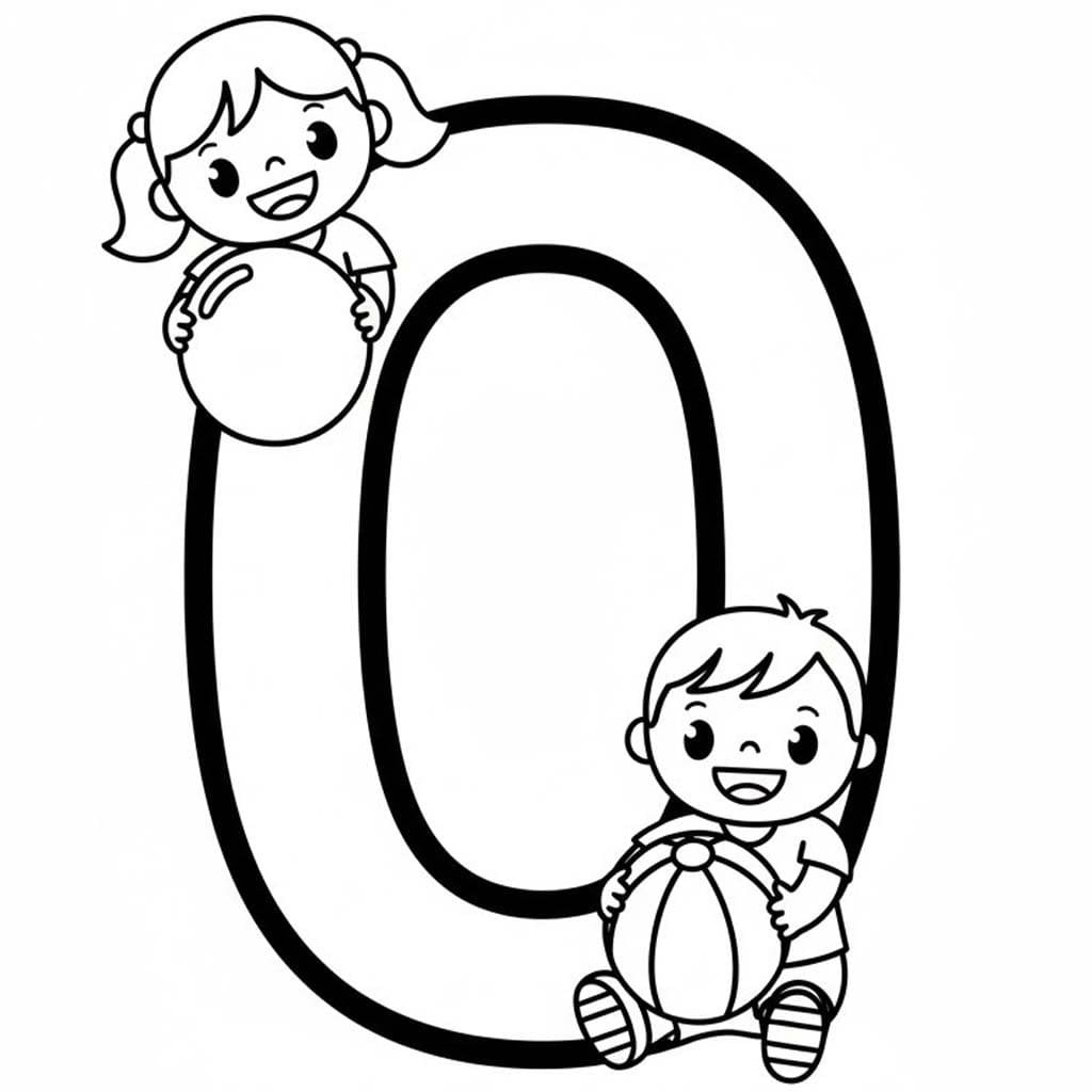 Fise de colorat cu Desenează Litera O simplu