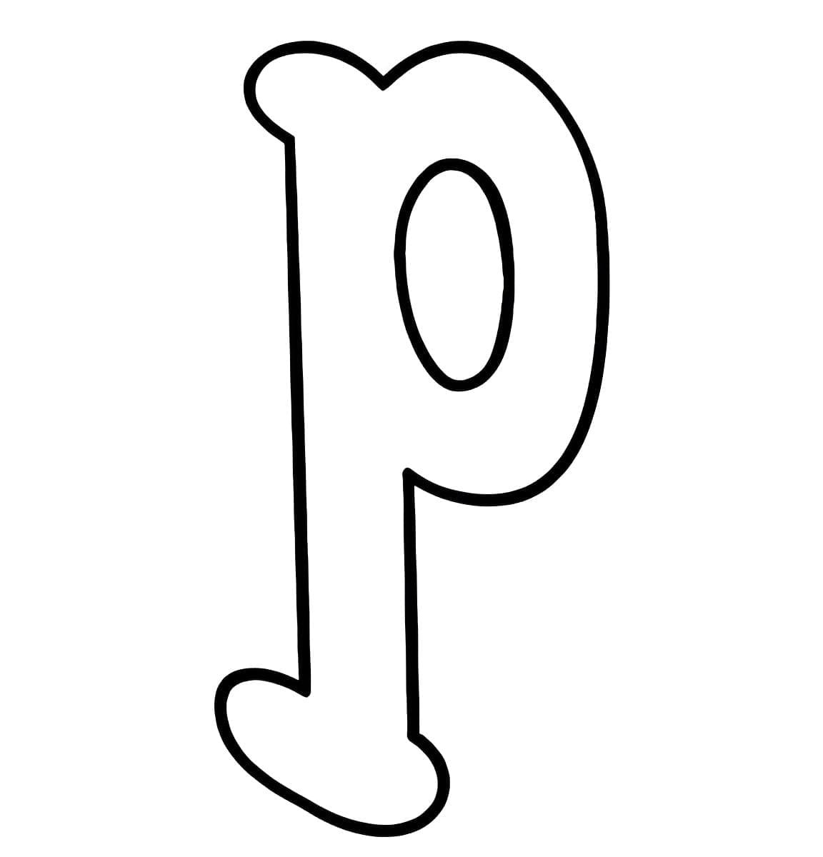 Fise de colorat cu Desenează Litera P imprimabil gratuit