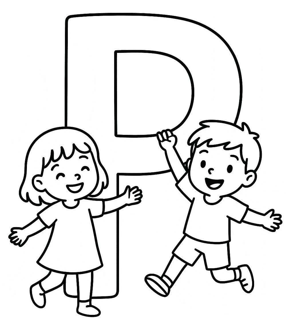 Fise de colorat cu Desenează Litera P simplu la copii