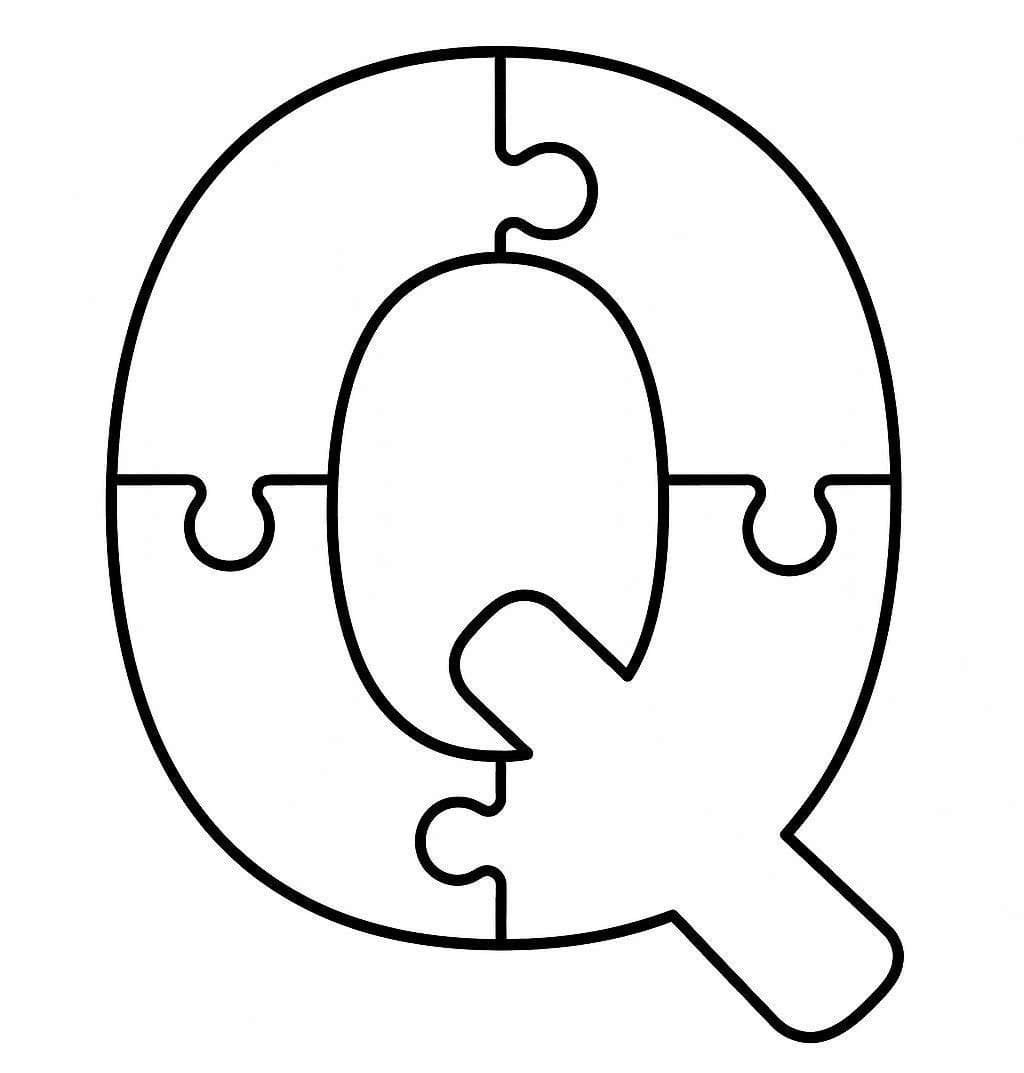 Fise de colorat cu Desenează Litera Q bazic la copii