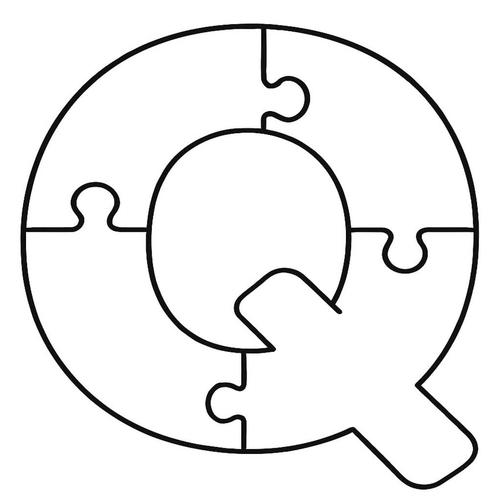 Fise de colorat cu Desenează Litera Q gratuit uşor