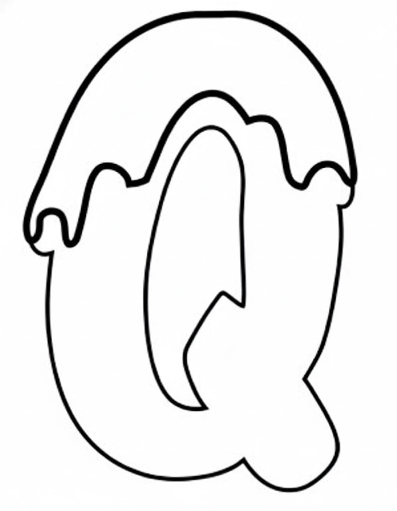 Fise de colorat cu Desenează Litera Q gratuit