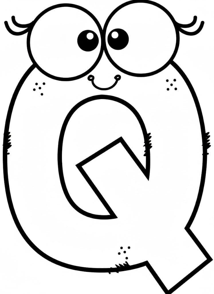 Fise de colorat cu Desenează Litera Q imprimabil gratuit