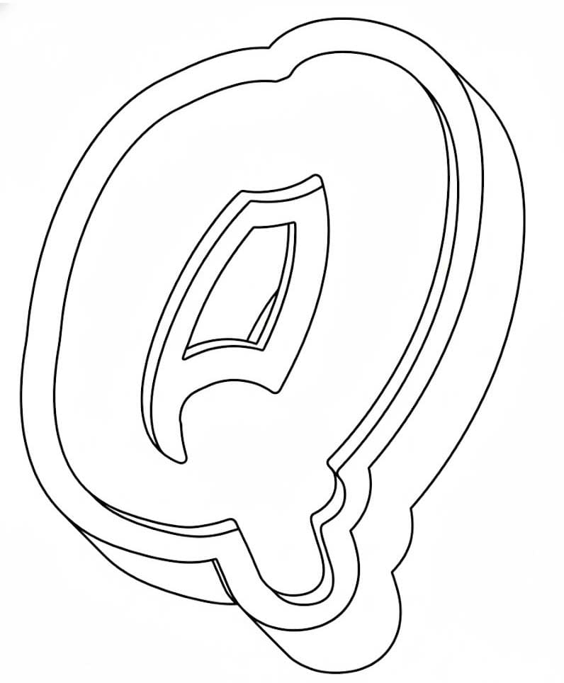 Fise de colorat cu Desenează Litera Q simplu