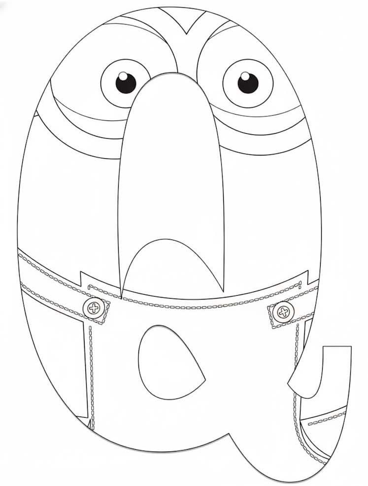 Fise de colorat cu Desenează Litera Q