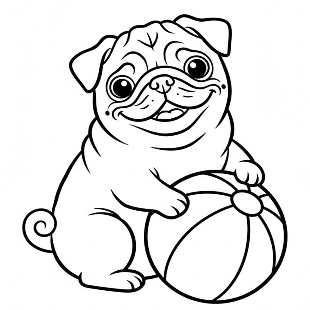 Fise de colorat cu Desenează Mops gratuit uşor