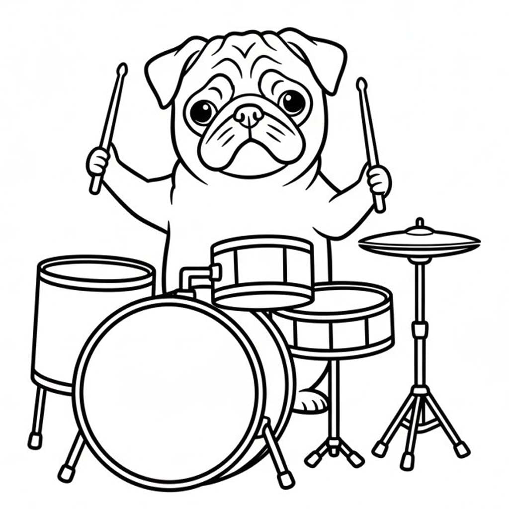 Fise de colorat cu Desenează Mops imprimabil gratuit bazic