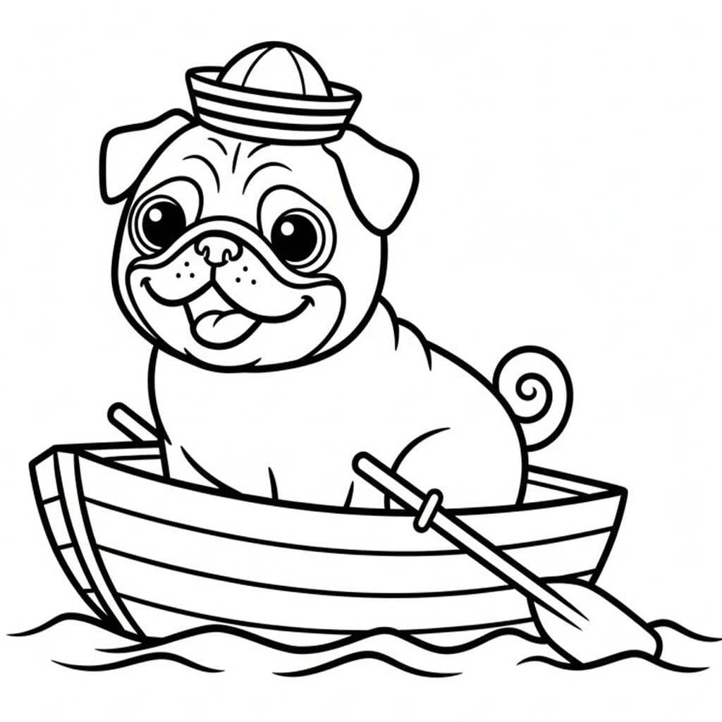 Fise de colorat cu Desenează Mops imprimabil gratuit uşor