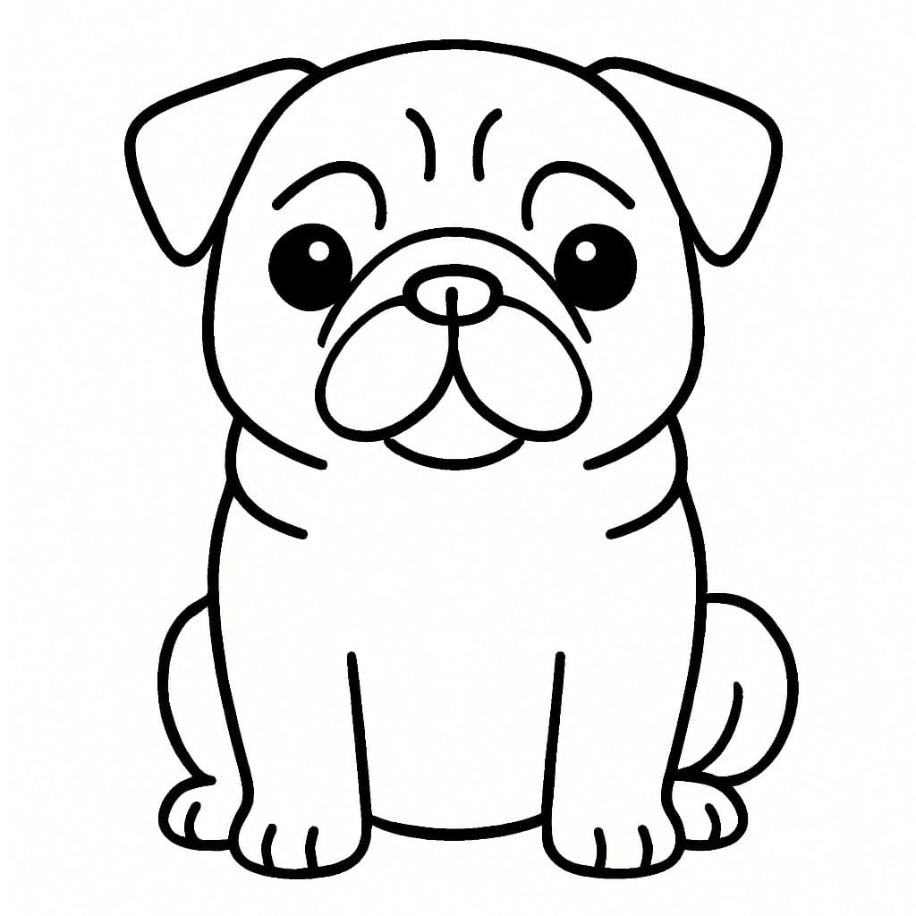 Fise de colorat cu Desenează Mops imprimabil