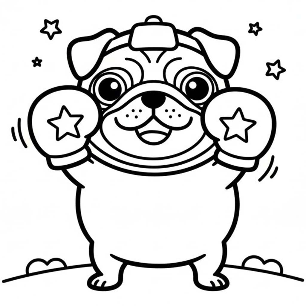 Fise de colorat cu Desenează Mops pentru copii