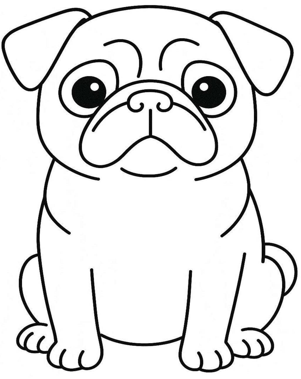 Fise de colorat cu Desenează Mops uşor